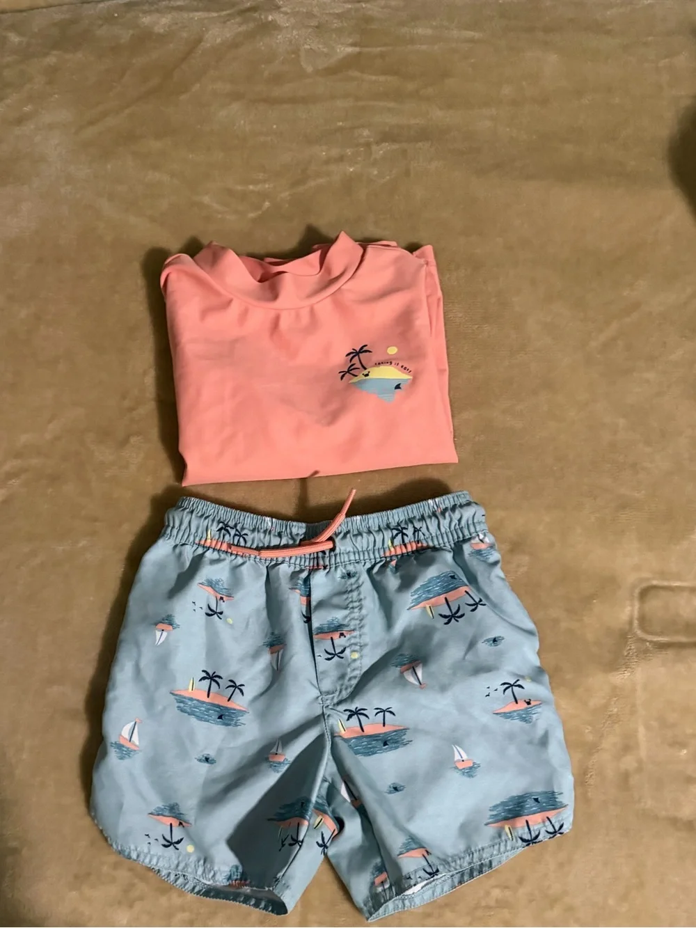 Boys Carter’s Coral Long-Sleeve Rash Guard Top 3t
